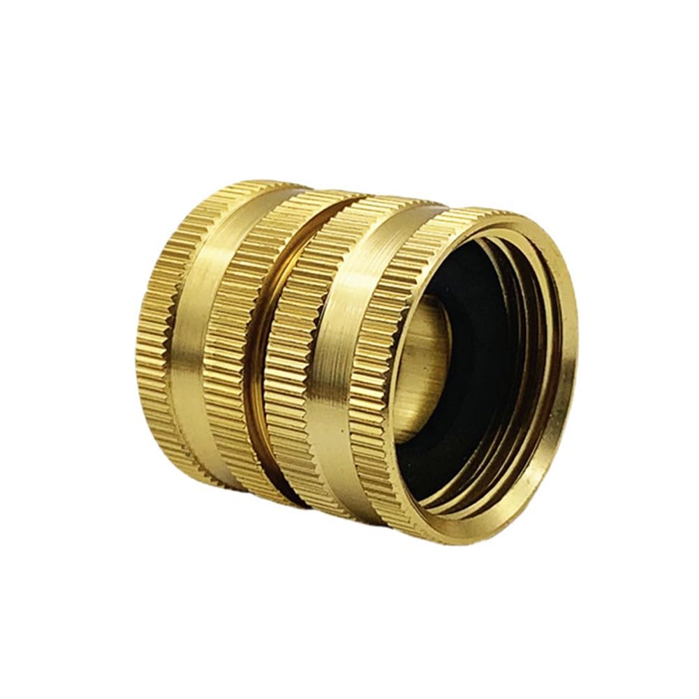 JoyousMall Aluminium Alloy Garden Hose Connector, 3/4 Inch Female to Female Double Head Adapter, Leak-Proof Quick Connect Fitting for Outdoor Watering, Golden