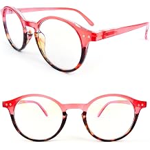 STC Blue Light Blocking Computer Glasses, Round Classic Frame, Red Tortoise, Lightweight