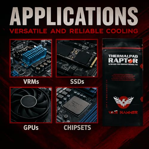 Image of WAR HAMMER Thermal Pad Raptor Ultra High Performance Thermal Pad, 0.5 1.0 1.5 mm Thermal Conductive Silicone Pads with 12.0 W /mk Thermal Conductivity, German Engineered Themalpad (18)