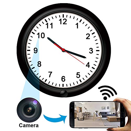 Wireless Hidden Camera Wall Clock,HD Spy Camera Nanny Cam, Rechargeable Battery Powered WiFi Spy Cam, Motion Detection Nanny Camera with Phone App for Home and Office