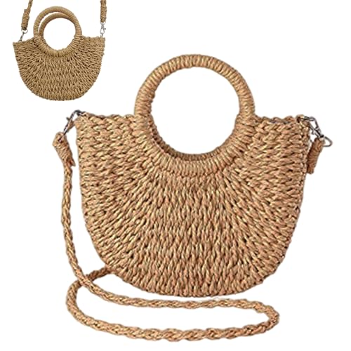 Woven Purse Straw Handbags for Women, Minimalist Summer Straw Beach Purse, Top Handle Woven Crossbody Shoulder Bag for Beach, Pool, Shopping, Dating, Coffee4