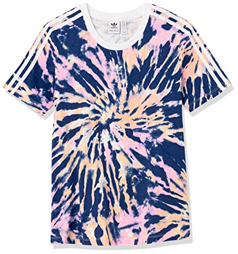 Image of adidas Originals Women's Short Sleeve T-Shirt, Top: Multi/Midnight Indigo/True Pink/Glow Orange Bottom: White, X-Small