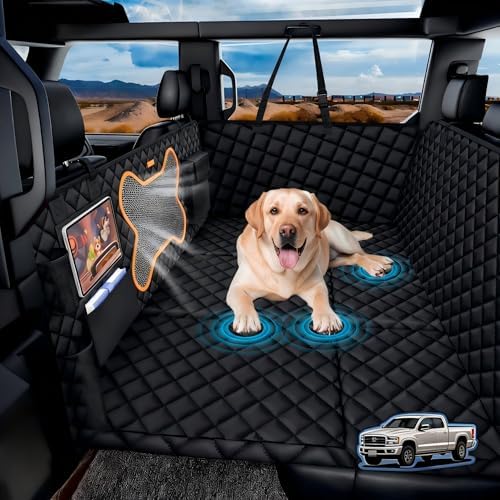 Truck Dog Seat Cover for Full Size F150/RAM1500/Silverado, XXL Dog Seat Cover for Back Seat for 2-4 Large Dogs, 400Lbs Capacity, Waterproof & Non-Slip Back Seat Protector for Crew Cab Trucks