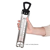 Vista 3 de Termómetro de Acero Inoxidable para Dulces y Fritura Profunda con Clip para Olla y Mango - Termómetro Analógico de Azúcar para Hacer Dulces