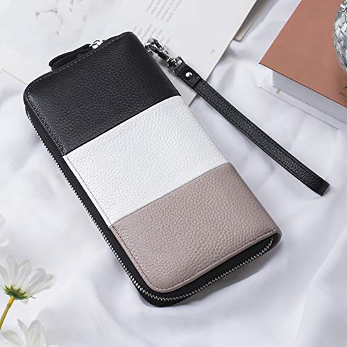Womens Wallet Rfid Blocking Genuine Leather Multi Credit Card Large Capacity Zip Around Clutch Travel Purse Wristlet Black #TOP3