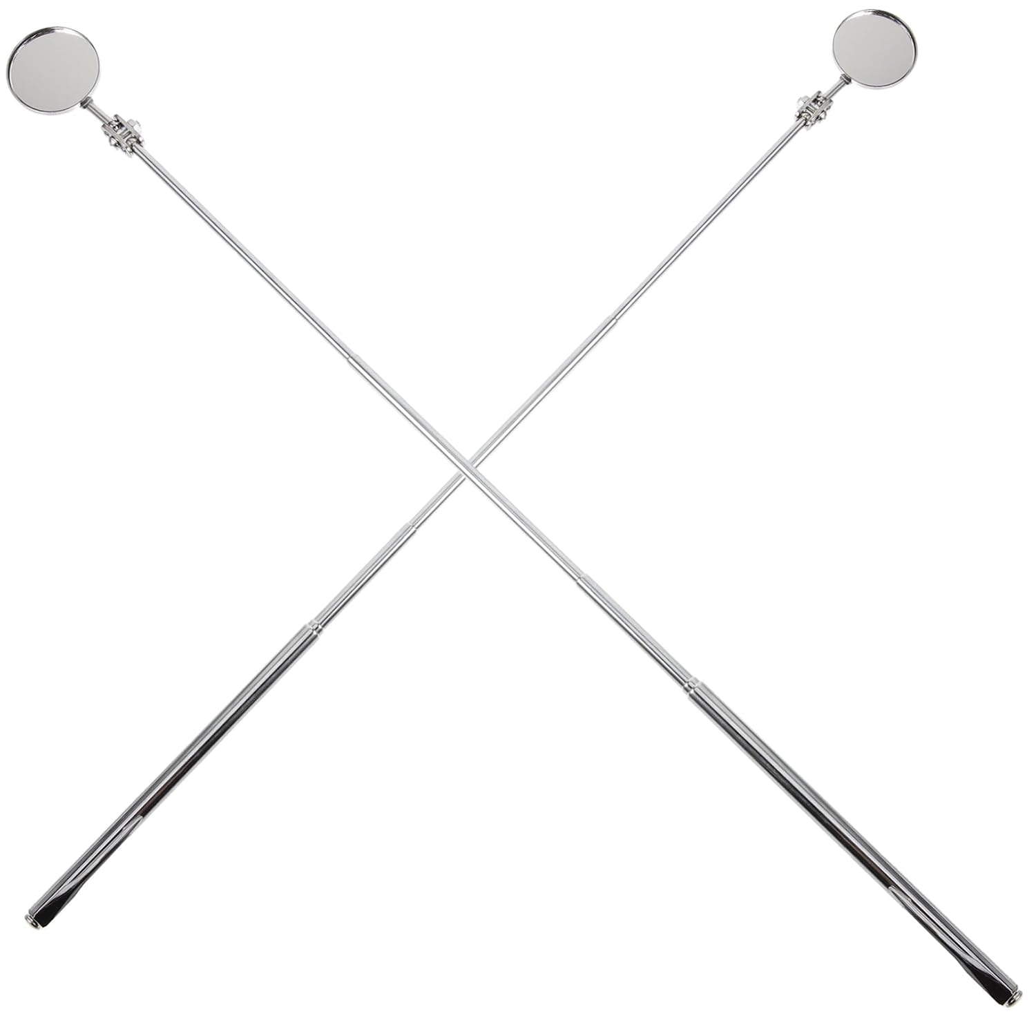 2pcs Telescoping Auto Inspection Mirror 360° Swivel Car Inspection Tool Stainless Steel Extendable Mirror for Vehicle and Mechanic Use