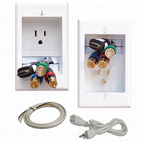 PowerBridge ONE-PRO-6 Single Outlet TV Cord Hider for Wall Mounted TVs-Recessed In-Wall Cable hider System for Power & Low Voltage - Matches Existing Outlets -Hide Wires With this Easy DIY Install Kit