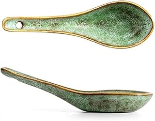 HJUGHPN Cucharón cuchara de cerámica colorida para sopa, mango largo, cuchara pequeña, color sólido, para gachas de avena y comer, vajilla para el hogar y cocina (verde)