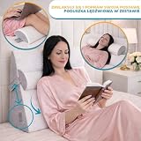 Ritalia® poduszka do czytania 60x60x30 cm, klin z 3 poziomami uniesienia, idealna jako oparcie do łóżka i poduszka przeciwrefluksowa, wykonana z pianki viscoelastic i żelu