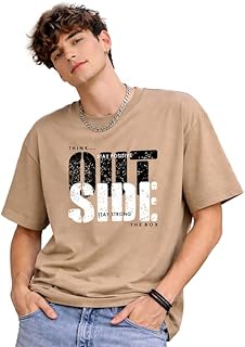 London Hills Printed Cotton Blend Half Sleeve Oversized Men Round Neck Tshirts | T Shirt for Man | Tshirt | Shirts Men | T... Price In India