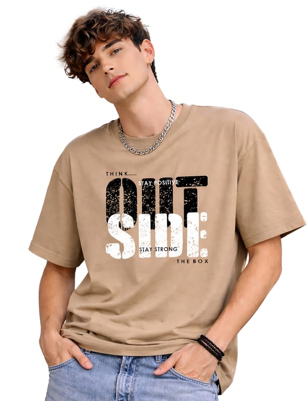 Image of London Hills Printed Cotton Blend Half Sleeve Oversized Men Round Neck Tshirts | T Shirt for Man | Tshirt | Shirts Men | Tshirt for Man | T-Shirt | Mult-Colored