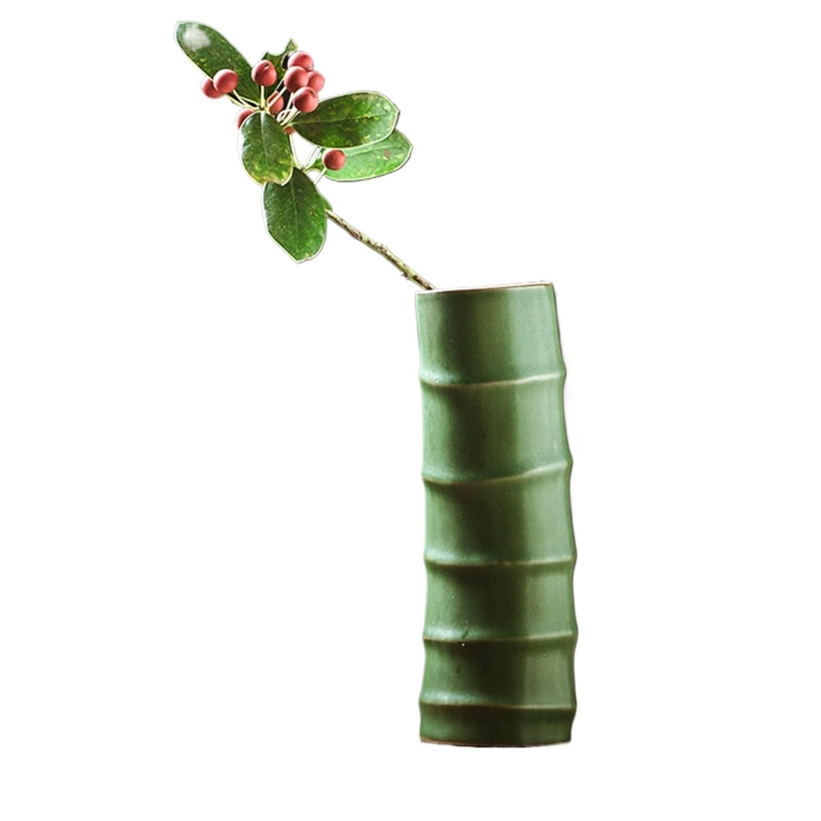 Flower Holder Bamboo Shape Vase Ceramic Flower Arrangement Desktop For Centerpiece
