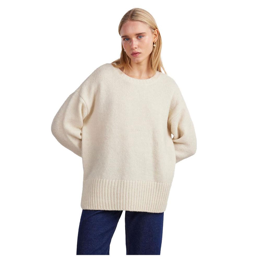 PIECES Women's Pcnancy Ls Loose O-Neck Knit Noos Bc Sweater, Birch, S