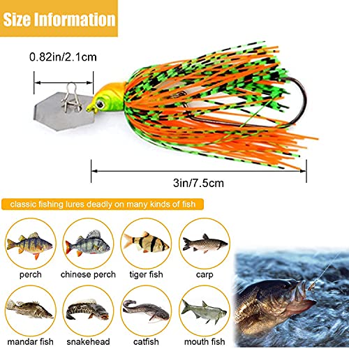 Foto von 6 Stück Kunstköder Set, Silikon Röcke Angeln Blinker Set, Jig Spinner Set Spinnköder Crankbait Casting Platinen Löffel Spinnerbait Spin Buddy Angelköder für Forelle, Barsch, Hecht, Döbel, Zander