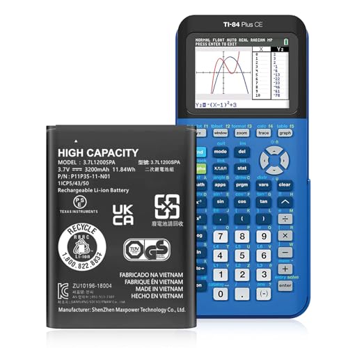 SHENMZ TI-84 Plus CE & TI-Nspire CX II/CX II CAS Battery for Texas Instruments - 3200mAh High Capacity 0 Cycle 3.7V, Part# P11P35-11-N01/3.7L1200SPB