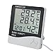 Produktbild VADIV Digitales Innen Außen Thermometer, Indoor & Outdoor Thermo Hygrometer mit Kabel und LCD Großes Display Luftfeuchtigkeit Monitor Digital Thermometer mit Fühler Alarm Wecker Funktion - 1.4M Kabel
