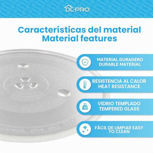Miniatura 5 de Dl-Pro Plato Giratorio Universal De 31,5cm Para Microondas Plato De Cristal Redondo Con 3 Botones Y Diametro De 315mm