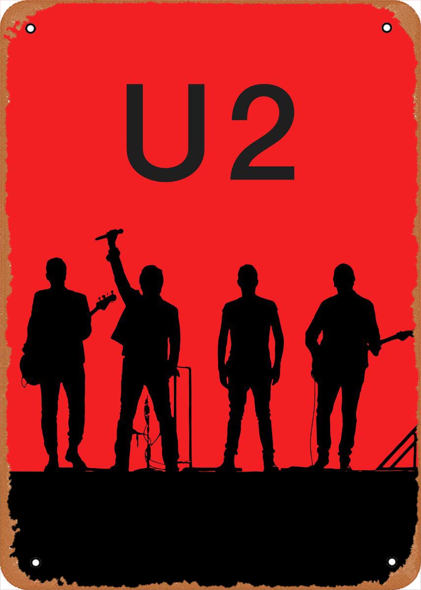 Music U2 Metal Tin Sign Poster Vintage Art Wall Decor 12 x 8 inch