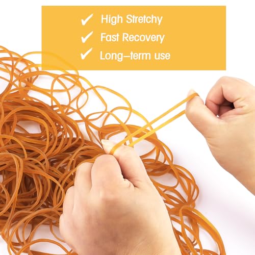 Gummibänder 150 Stück, Gummiringe 100x4mm aus Natürlichem Kautschuk, Breiter und Dicke Gummiband Länge, Guter Elastizität für Büro, Zuhause und Schulbedarf (Gelbe)