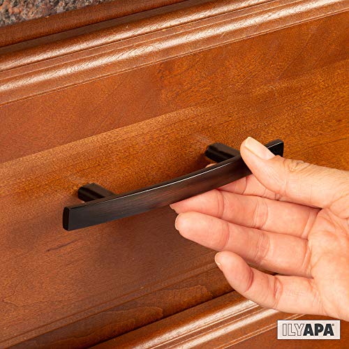 image for Ilyapa Oil Rubbed Bronze Kitchen Cabinet Handles - 3 Inch Curved Bar P