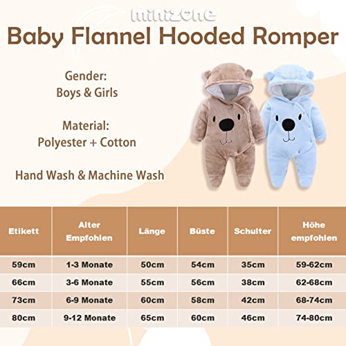 Bébé Combinaisons Flanelle Barboteuses Manches Longues Tenues d'hiver Manteau à Capuche, 6-9 Mois - Image 8