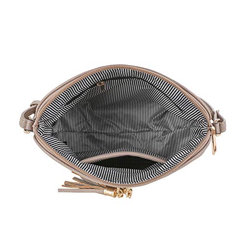 Image of SG SUGU Lunar Lightweight Medium Dome Crossbody Bag Shoulder Bag with Tassel | Zipper Pocket | Adjustable Strap