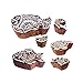 Pottery Printing Blocks Retro Fish Pattern Wooden Stamps (Set of 6)