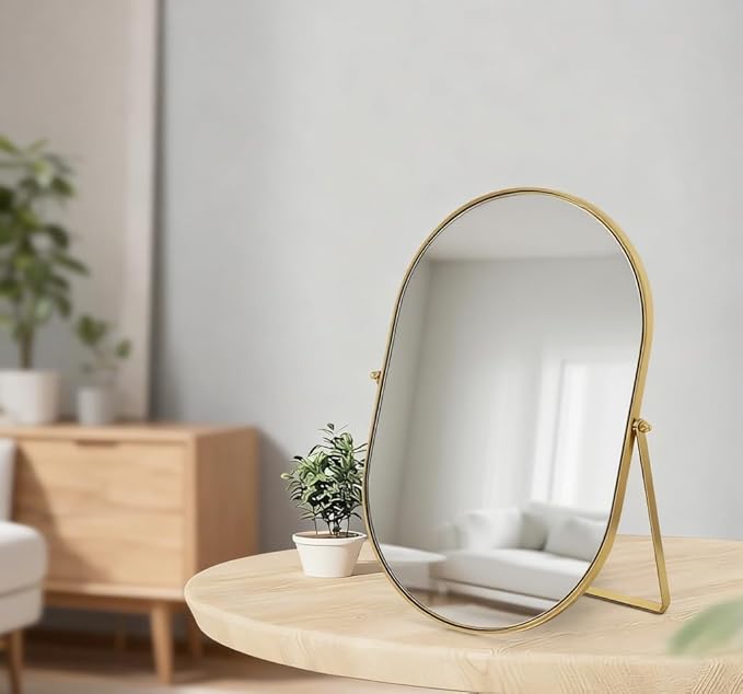 Espejo de tocador ovalado Feyarl 12x8 pulgadas, marco dorado miniatura 5