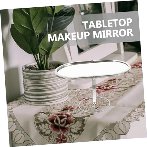 Espejo de maquillaje ovalado giratorio para tocador miniatura 5