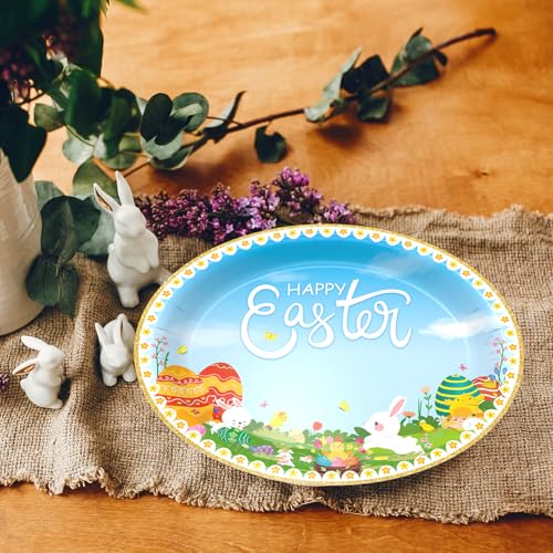 Disposable Easter Paper Plates, 36-Count Large Heavy Duty Oval Dinner Dessert Cake Basket Plates for Party, 10.2 x 12.6 Inch - Thumbnail 4