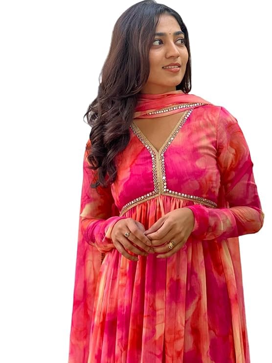 Image of Dresser Women's Floral Print Anarkali Kurta with Pant and Dupatta