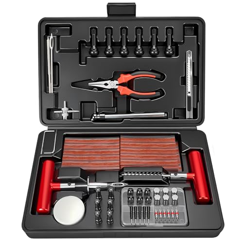 ORCISH Tire Repair Kit, 98 PCS Professional Heavy Duty Tire Plug Kit, Tire Patch Kit for Fix a Flat, Tubeless Tire Puncture Change Tool Kit for Car, Motorcycle, Truck, ATV, Tractor, RV, SUV, Trailer