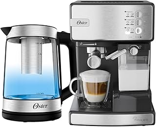 Kit inox cafeteira espresso nova primalatte e chaleira oster tea -