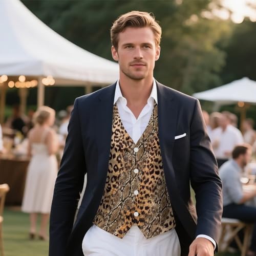 Men's Casual Business Vests Lightweight Waistcoat Slim Fit Suit Vest Formal Dress Tuxedo Suit Vest with Pockets4