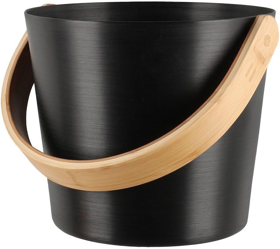 Aluminum/Bamboo Black Sauna Pail