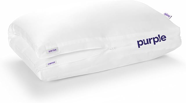 Purple TwinCloud Pillow | Adjustable Support for Soft or Firm Support, Perfect Side Sleeper Pillow, White