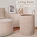 JMvicyroam Large Woven Laundry Basket Hamper,60L Cotton Rope Storage Bin for Blankets,Toys and Clothes,Decorative Tall Nursery Hamper for Living Room,Baby Nursery,Bathroom and Bedroom,Oatmeal