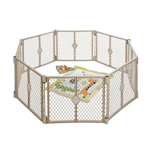 Toddleroo by North States Superyard Indoor/Outdoor 8-Panel Play Baby Yard, Made in USA: Safe play area anywhere. Freestanding. 34.4 sq. ft. enclosure or 6.5 ft. corner to corner (26" Tall, Sand)