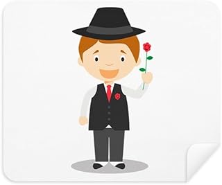 Black Suit Argentina Cartoon Cleaning Cloth Screen Cleaner 2pcs Suede Fabric