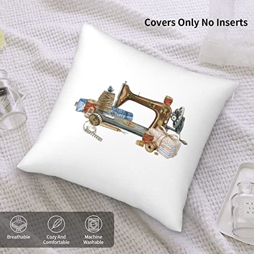 Wtezmonm Watercolor Vintage Sewing Machine Velvet Throw Pillow Covers Decorative Cushion Cover For Couch Sofa Pillowcase 20 X 20Inch #TOP4