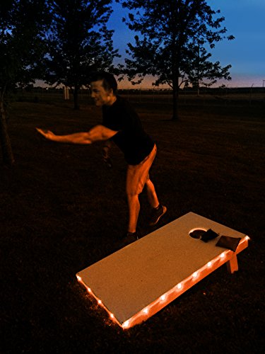 Brightz TossBrightz 2-Pack LED Cornhole Lights for Corn Hole Board Game, Orange - LED Rope Light String for Bean Bag Toss Boards - Neon Glow in The Dark Backyard Game for Nighttime Play and Party - Thumbnail 6