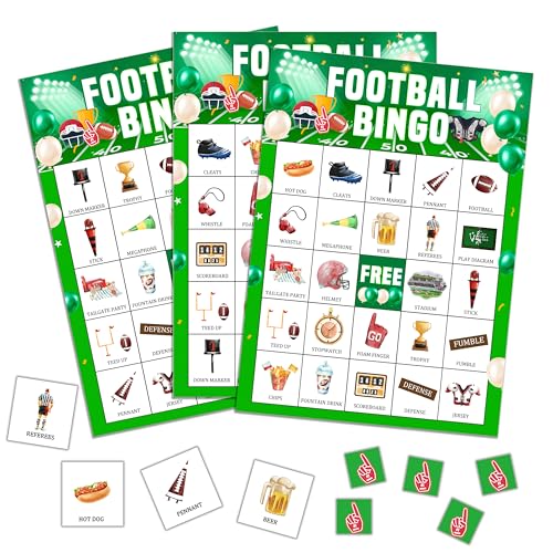 QUDNCR Football Bingo Game, Football Party Bingo Cards for Adults,