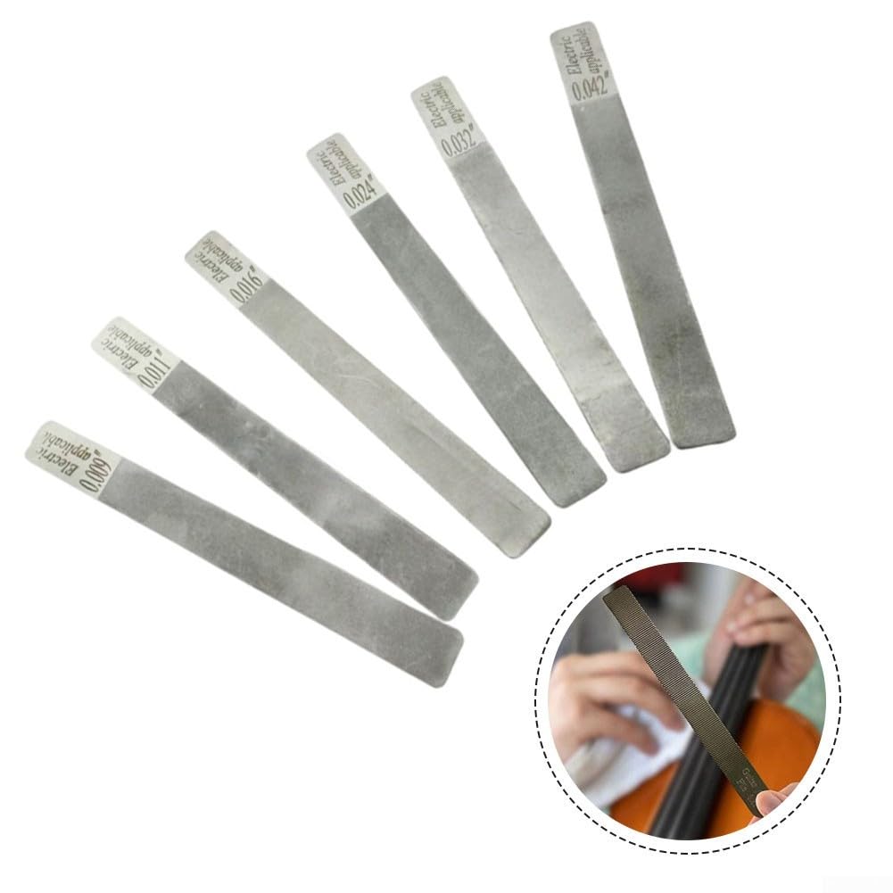 Juego de limas de tuerca de guitarra de 6 piezas, con coronación de trastes y herramientas de archivo de ranura, para reparación Luthier de guitarra, bajo ukelele (eléctrico 10-46)