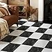 Alow Peel and Stick Floor Tiles: 32 Pack 11.8”X11.8” Vinyl Flooring Waterproof for Bathroom, Black and White Square Adhesive Stickers Easy to Install No Tools Need