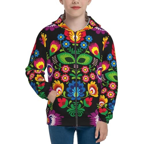 Traditional Floral Polish Kid Hoodies Boys Zip Up Sweatshirts Girls Pullover with Pocket3
