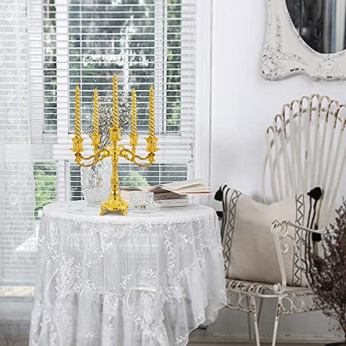 Fanwnki 5-Candle Metal Candelabra 10.3 Inch Tall Candlestick Candle Holders For Home Decor Wedding Christmas Church Halloween Party, Gold Tulip #TOP3