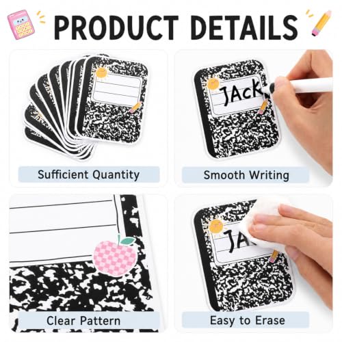 gisgfim 60PCS Composition Dry Erase Magnetic Labels, Reusable Student Desk Name Tags, Back to School Magnetic Name Tags for Classroom Desk Locker Whiteboard Office Teacher Supplies - Image 3