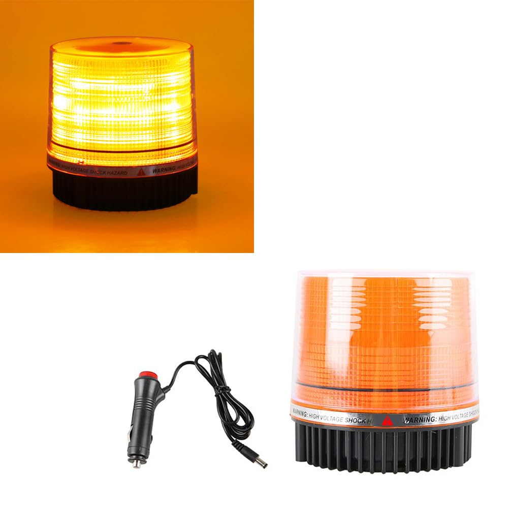 Riloer Luz de baliza intermitente de emergencia LED, 18 luces LED de advertencia con base magnética de 12 V, 1 unidad de luces estroboscópicas de seguridad de color ámbar