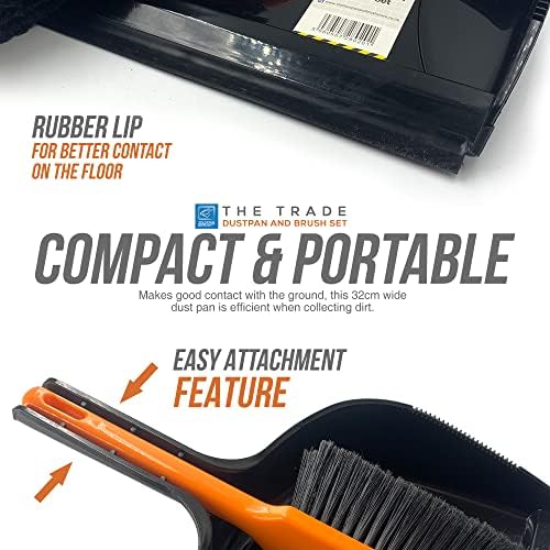 The Trade Jumbo Dustpan and Brush Set | 32cm Large Capacity Dust Pan and 35cm Sweeping Brush Outdoor/ Indoor Ideal for Builders, Joiners, etc.