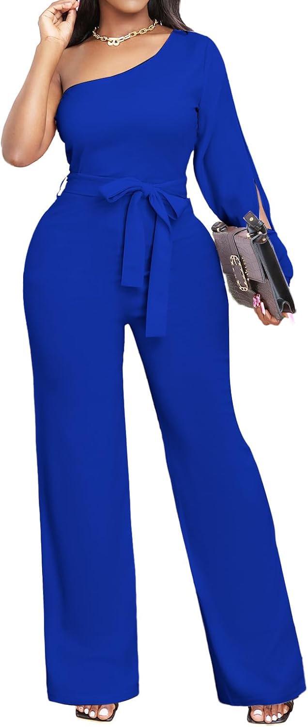 sexycherry Formal Jumpsuit for Women Dressy Elegant Long Straight Pants Jumpsuits for Party Club with Zipper